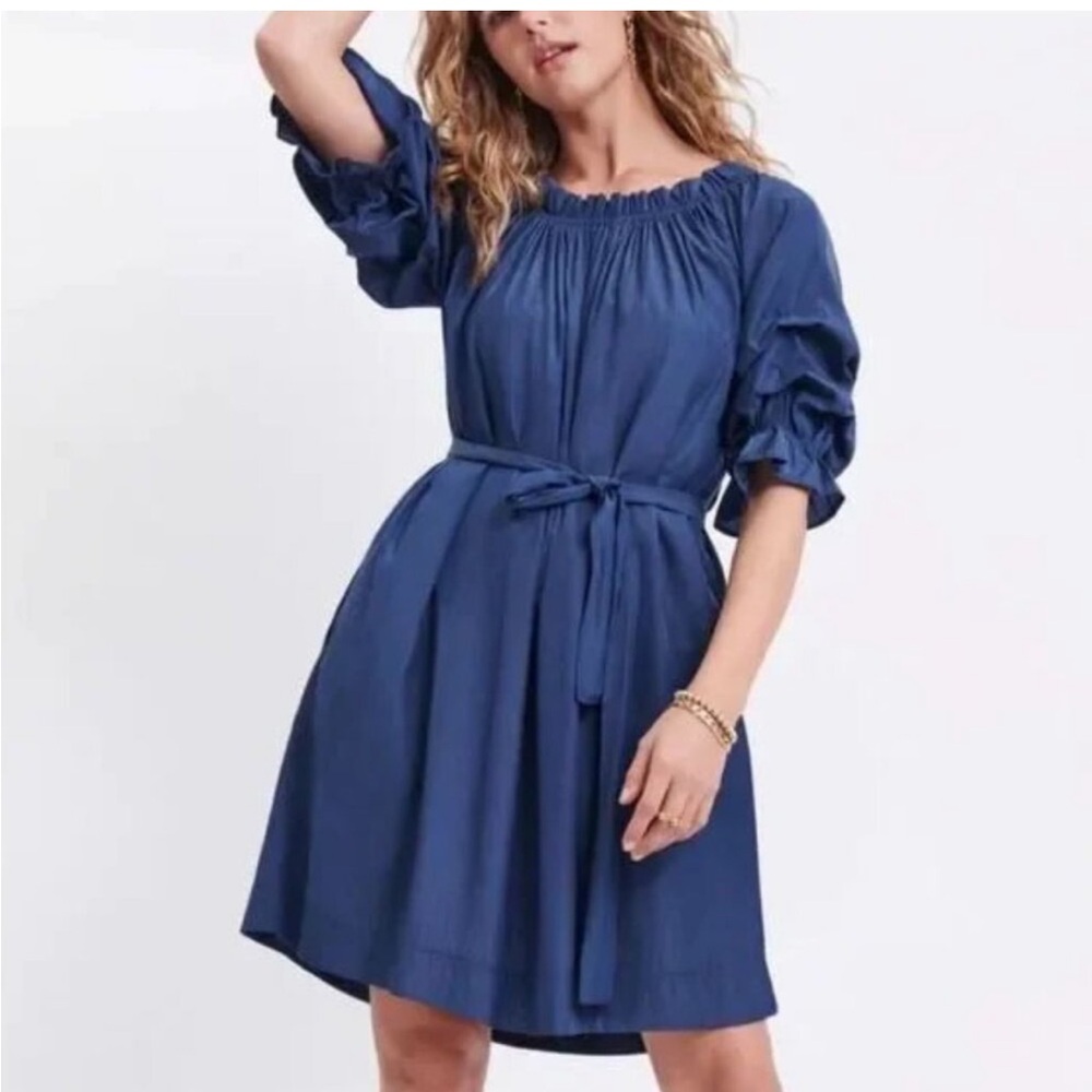 Mersea Tulum Blue Ruffle Dress